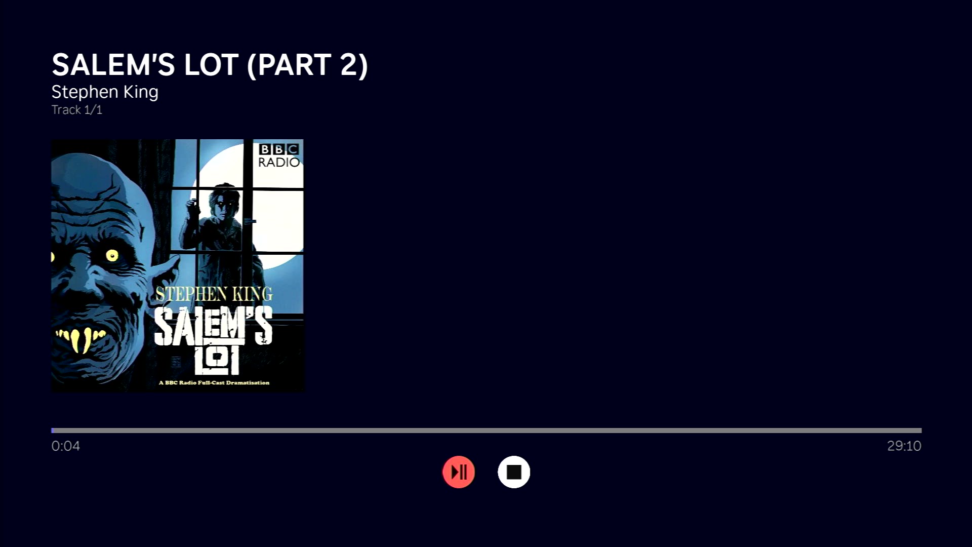 Audio player playing Salem's Lot (Part 2) audiobook