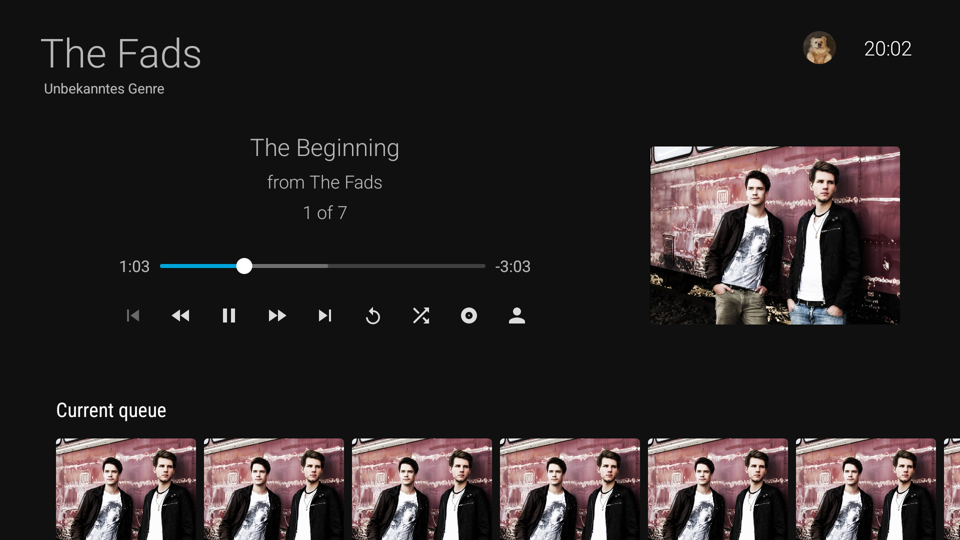 Screenshot of the music player to showcase the new fast forward and rewind buttons