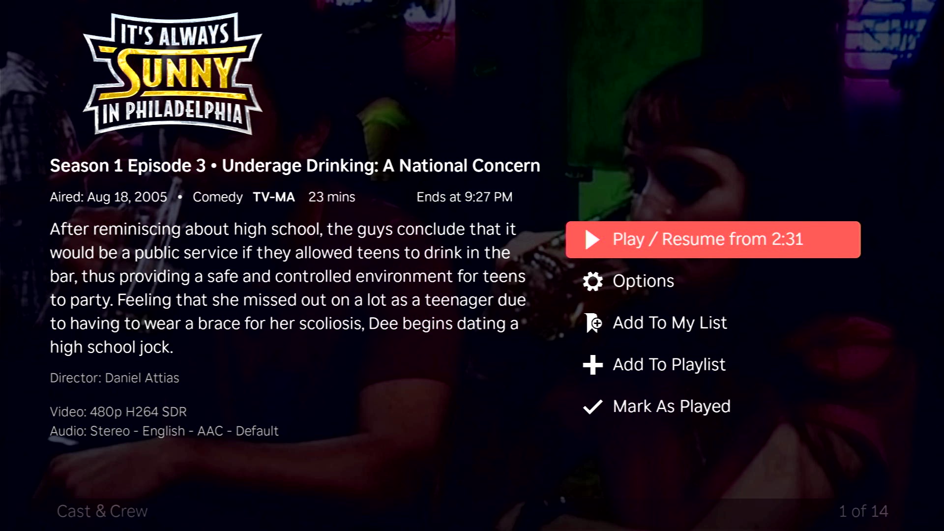 Redesigned TV episode screen