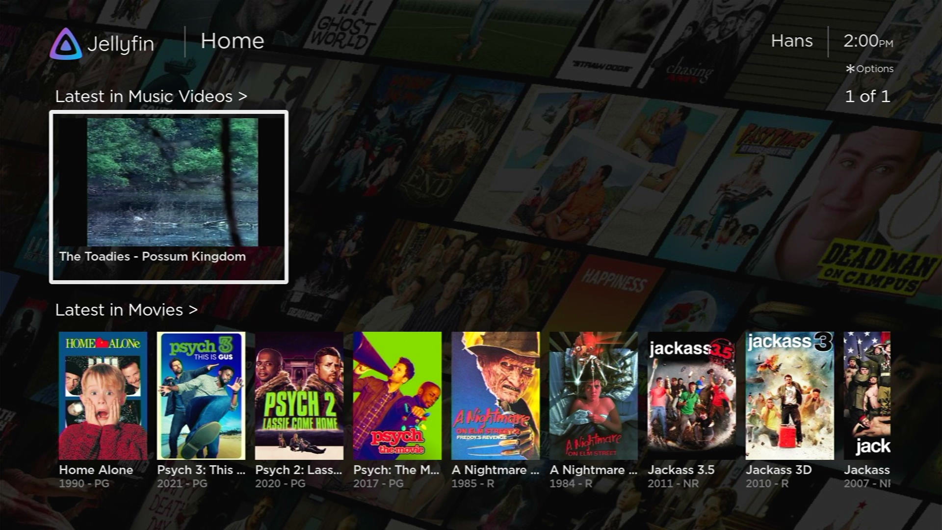 Captura de Últimos en Videos Musicales en la vista de inicio