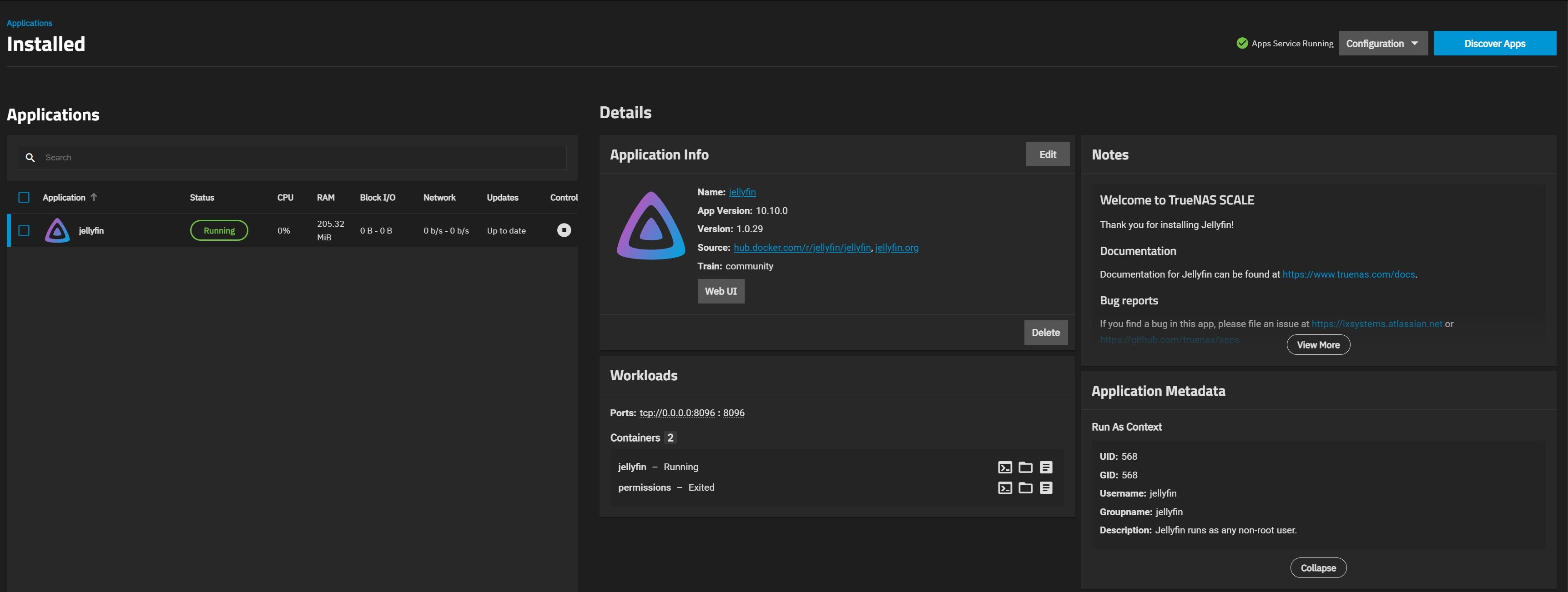 Página de aplicaciones