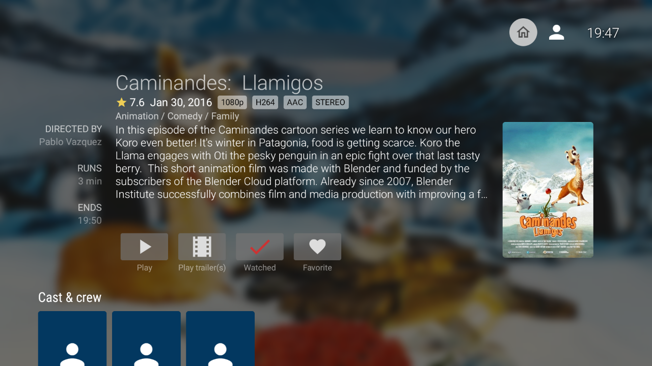 Screenshot van itemdetails in de Android TV-app